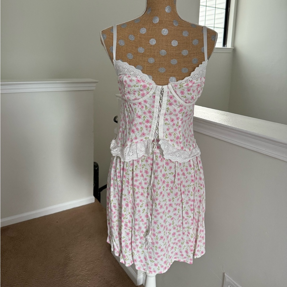 Floral White and Pink Women's Dress